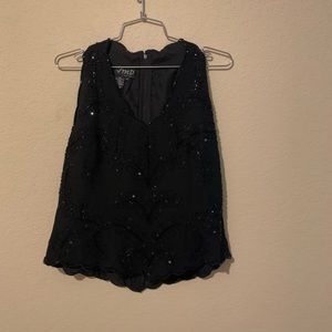 Black Beaded Sleeveless Blouse